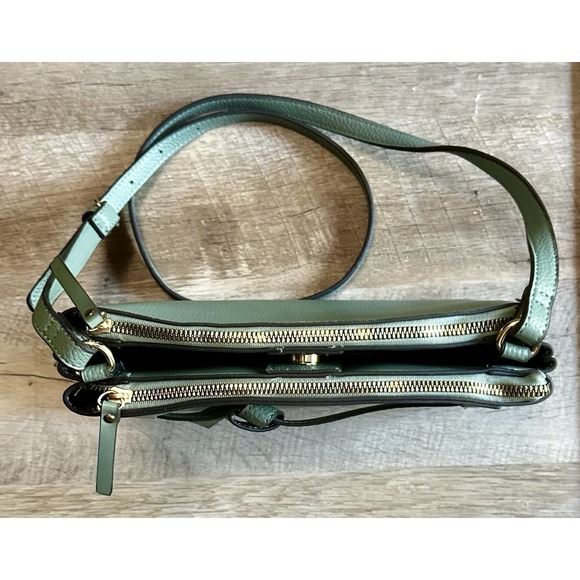 Nanette Lepore Womens Jade Sage Green Gallia Triple Section Crossbody Bag Purse - Picture 3 of 5